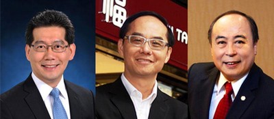 (左起) 香港特別行政區(qū)商務(wù)及經(jīng)濟(jì)發(fā)展局局長蘇錦梁先生、周大福珠寶集團(tuán)有限公司董事總經(jīng)理黃紹基先生、六福集團(tuán)主席及行政總裁黃偉常先生