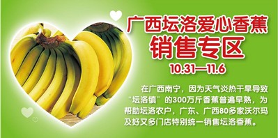 廣東、廣西80多家沃爾瑪門店正銷售廣西壇洛<br />由于早熟而引起的滯銷香蕉。